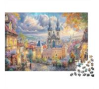 Spring City Scene 1000 Pieces Jigsaw Puzzle for Adults, Non-Reflective Paper, Prague Cityscape, Educational Brain Teaser, Family Activity, Boosts Fine Motor Skills for All 70x50cm/1000pcs