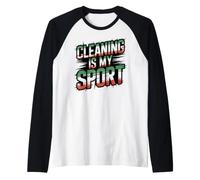 Spring Cleaning is My Sport Housekeeping Crew Vacuum Lady Raglan Baseball Tee