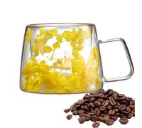 Spring Coffee Mugs:200ml Flower Coffee Mug,Transparent Flower Mug,Creative Cup,Dried Flower Mug with Handle,Creative Flower Mugs Double Wall Insulated for J