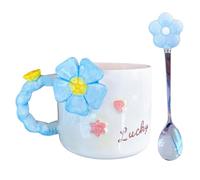 Spring Coffee Mugs,500ml Ceramic Floral Coffee Cups with Spoon | Decorative Home & Garden Supplies for Tea-time, Coffee-Break