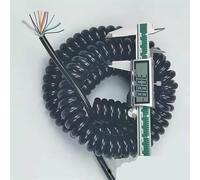 Spring-coiled power cord 10 Core 26AWG Spring Spiral Telescopic Wire Stretch 1-15 Meters Black Shield Cable(Stretch 8 meter)