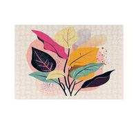 Spring Coleus Flower Jigsaw Puzzles for Adults 300 Piece, Retro Mid Century Florals Wooden Puzzles, Fun Funky Printed Decorations for Party