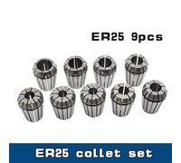 Spring Collet Chuck, ER25 Spring Collet and Spindle Chuck Set Multiple Sizes 9 pcs for CNC Machining Center