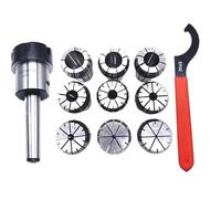 Spring Collets 9pcs Set and 1pcs MT2 ER32 M12 Or MT3 ER32 M12 Or MT4 ER32 M16 Extension Bar of Milling Chuck +1PCS Wrench(MTB3 ER32(9PCS))