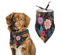 Spring Colorful Boho Floral Dog Bandanas Triangle Holiday Pet Neck Scarf Soft Adjustable Bib Handkerchief Accessories Washable Durable Fabric for Pet Puppy Cats Large Dog