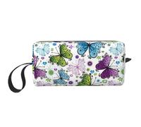Spring Colorful Butterfly Print Foam Padded Cosmetic Case Simple Organizer Pouch Lightweight Travel Bag for Space Saving
