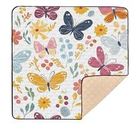 Spring Colorful Fresh Butterflies Large Sturdy Baby Play mat Foldable for Floor Portable Foldable Padded Play Mat for Baby Toddler Infant, 50'' x 50''alfombra de juego