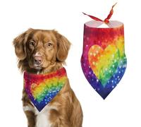 Spring Colorful Rainbow Love Heart Dog Bandanas Triangle Holiday Pet Neck Scarf Soft Adjustable Bib Handkerchief Accessories Washable Durable Fabric for Pet Puppy Cats Large Dog