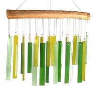 Spring Colors Glass Driftwood Wind Chime, Green Garden Decor, 11 Inch