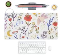 Spring Colourful Floral Desk Pad Computer Mouse Mat with Non-Slip Rubber Base Smooth Face Mouse Pad Large 80X40 CM Mousemat Office Desk Decor Gift Deskpad for School Home Office Gaming