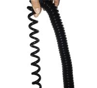Spring Cord Coiled mains Flex Curly Spring Cord, 20AWG 6 Core Telescopic Power Cord Black Copper Core Power Spring Wire Spiral Sheathed Extensible Cable(Stretch 1.25 meter)