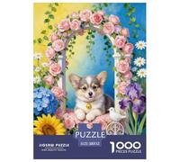 Spring Corgi Puppy Jigsaw Puzzles for Adults Interesting Puzzles 1000 Jigsaws Educational Games Home Decoration Gifts 52x38cm/1000pcs