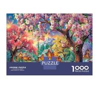 Spring Cottage Scene 1000 Pcs Thick Cardboard Fantasy Village Classic Jigsaw Puzzle Couple Puzzle Partners Ultra Difficult Puzzle for Office Leisure Creative Gift 52x38cm/1000pcs