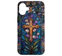 Spring Cross Lily of the Valley Easter Christian Blue Case for iPhone 16 Plus