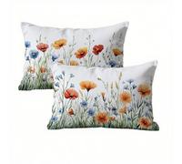 Spring Cushion Covers 40 x 70 cm 2 pack, Flowers Outdoor Cushions Waterproof Velvet with Invisible Zipper, Funky & Durable Pillow Cases for Bed, Sofa, Garden, Ideal Home Decor for All Seasons K2-212