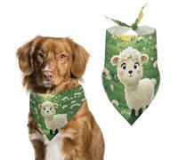 Spring Cute Cartoon Sheep Dog Bandanas Triangle Holiday Pet Neck Scarf Soft Adjustable Bib Handkerchief Accessories Washable Durable Fabric for Pet Puppy Cats Large Dog