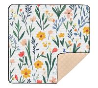 Spring Cute Colorful Florals White Large Sturdy Baby Playmat for Floor Lightweight Baby Crawling Mat for Baby Toddler Infant, 50'' x 50''
