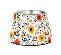 Spring Cute Floral Colorful Rustic Bowls for Pets with Stand Stainless Steel Pets Water Bowls for Medium Dogs Comfort Feeding