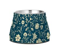 Spring Cute Floral Colorful Rustic Raised Pets Water Bowl Enhanced Stainless Steel Pets Water Bowl for Loving Pet Whisker Relief