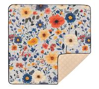 Spring Cute Floral Colorful Rustic123 Cute Foldable Baby Activity Play Mat for Floor Waterproof Padded Play Mat for Baby Kids Toddlers Infants, 50'' x 50''