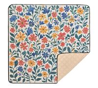 Spring Cute Floral Colorful Rustic44 Soft Thick Baby Gym & Activity Mat for Indoor Outdoor Water Resistant Padded Baby Mat for Baby Kids Toddlers Infants, 50'' x 50''