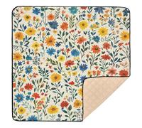 Spring Cute Floral Colorful Rustic67 Soft Padded Baby Play Mat for Indoor Outdoor Washable Kicking Mat for Babies Infants Toddlers, 50'' x 50''