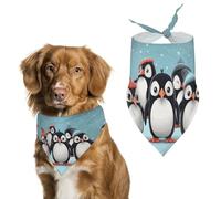 Spring Cute Penguins Dog Bandanas Triangle Holiday Pet Neck Scarf Soft Adjustable Bib Handkerchief Accessories Washable Durable Fabric for Pet Puppy Cats Large Dog