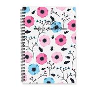 Spring Cute Small Flowers 2026 Diary A5 To Do List Diaries 2026 Ladies Diary Daily Planner Notebook for Exercise Week To View Monthly Year Planner with Dotted Line Note Page Slim