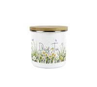 Spring Daffodils Decaf Tea Storage Canister - Floral Nature Metal Enamel Hot Drinks Storage Container