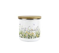 Spring Daffodils Hot Chocolate Storage Canister - Floral Nature Metal Enamel Hot Drinks Storage Container