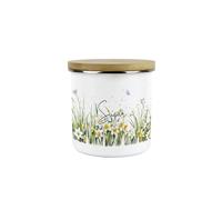 Spring Daffodils Sugar Storage Canister - Floral Nature Metal Enamel Hot Drinks Storage Container