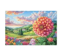Spring Dahlia Flower Sea 1000 Pc Classic Jigsaw Puzzle Radiant Whimsical Menagerie Puzzle for Adults Hard Challenging Hobby Home Decor Poster High-grade Rigid Cardboard 1000 PCS