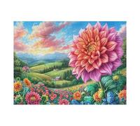 Spring Dahlia Flower Sea 500 Pc DIY Jigsaw Puzzle Splendid Celestial Critters Puzzles for Adults Teens Hard Challenging Team Building Stress Reducing Autumn Sturdy Wooden Cardboard 500 PCS
