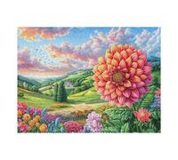 Spring Dahlia Flower Sea 500 Pieces Jigsaw Puzzles Radiant Whimsical Menagerie For Men Educational Decompression Adults Anxiety Memory Care Mothers Valentines Cardboard 500 PCS