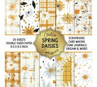 Spring Daisies Patterned Double-Sided Square Craft Paper 8.5" x 8.5": Decorative Specialty Paper for Scrapbooks, Junk Journals, Origami, Cardmaking