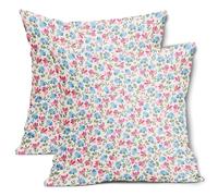 Spring Daisy Floral Pillow Covers 18X18 Inch Pale Pink Blue Vintage Flowers Decorative Pillow Cases Set of 2 Block Print Cotton Linen Throw Pillows Farmhouse Decor For Sofa Couch Cushion Outdoor
