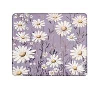 Spring Daisy Floral Rectangle Mouse Pad, Violet Wildflowers Design Non-Slip Gaming Mousepad, Ideal for Home and Office Work, Washable Computer Mousepad Square 8x10 Inch