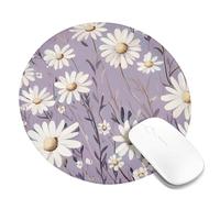 Spring Daisy Floral Rectangle Mouse Pad, Violet Wildflowers Design Non-Slip Gaming Mousepad, Ideal for Home and Office Work, Washable Computer Mousepad Round 8x8 Inch