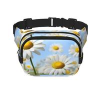 Spring Daisy Flowers Fanny Pack for Men Women Fashion Running Waist Packs with 3 Zipper Pockets Waterproof Crossbody Belt Bag with Adjustable Strap Sports Hip Pack for Travel Wallet