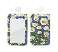 Spring Daisy Flowers Print Badge Holder with Breakaway Lanyard,Work Name Tag Breakaway Lanyard Id Card Protector Case