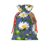 Spring Daisy Flowers Print Birthday Gifts Wrap Bag Unique Drawstring Gifts Bag Canvas Bags for Party Wedding Present,1 Piece M
