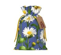 Spring Daisy Flowers Print Birthday Gifts Wrap Bag Unique Drawstring Gifts Bag Canvas Bags for Party Wedding Present,1 Piece M