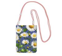 Spring Daisy Flowers Print Small Crossbody Shoulder Bag, Cell Phone Bag Wallet Purses with Adjustable Strap for Women, Pink, One Size