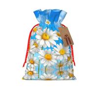 Spring Daisy Flowers Printing Cute Christmas Bag Drawstring Design 4.7x6.9 Inch For Christmas Party Birthday Gift Packaging