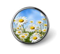 Spring Daisy Flowers Round Badge Personalized Metal Lapel Pin Badges Fit Clothing Bags Hat Humorous Printed Brooch Badge Party Decorations Accessories for Men Women
