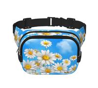 Spring Daisy Flowers Square Double Layer Waist Bag Belt Fanny Pack Purse with Adjustable Strap, Running, Travel, Hiking