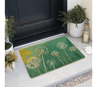 Spring Dandelion Doormat, Green Floral Door Mat for Outdoor & Indoor Entrance Summer Decor, Rubber Waterproof Non-Slip Dust Absorbent Front Doormat, Easy Clean 29x17 Inch