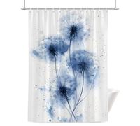 Spring Dandelion Shower Curtain for Bathroom, Watercolor Blue White Four Dandelions Plant Retro Waterproof Cloth Fabric Bathroom Accessories Set with 12 Rust Proof Plastic Hooks, 72” x 72”