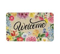 Spring Day Elegant Entryway Door Mat Decorative Floor Rug for Home Welcome Fulfilled Family (Khaki, 40X60CM)