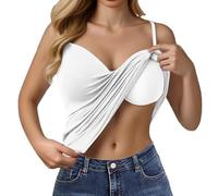 Spring Deals, Vest Top with Built in Bra Uk, Sexy V Neck Women's Shelf Bra Camisole Tops, Adjustable Spaghetti Strap Sleeveless Cami Tank Workout Basic Soft Undershirt